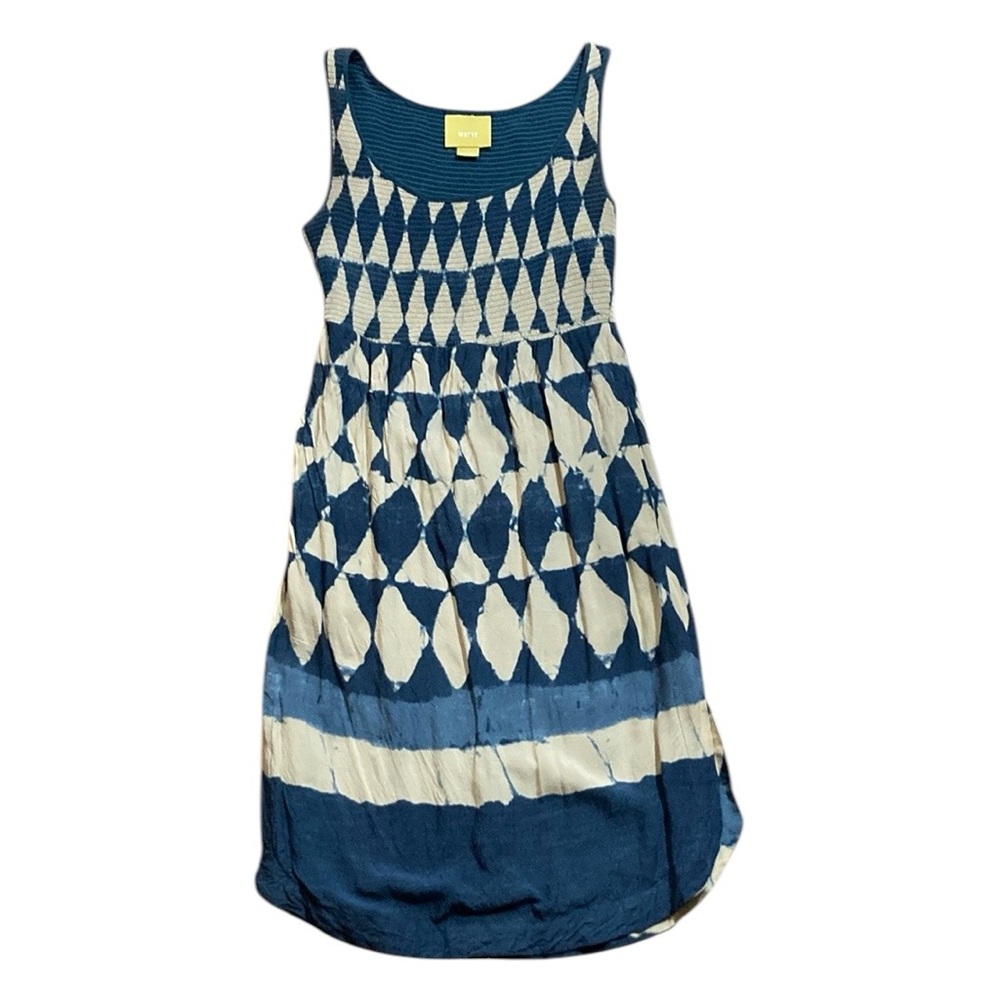 Maeve Blue and Cream geometric Sleeveless Dress, size 2p